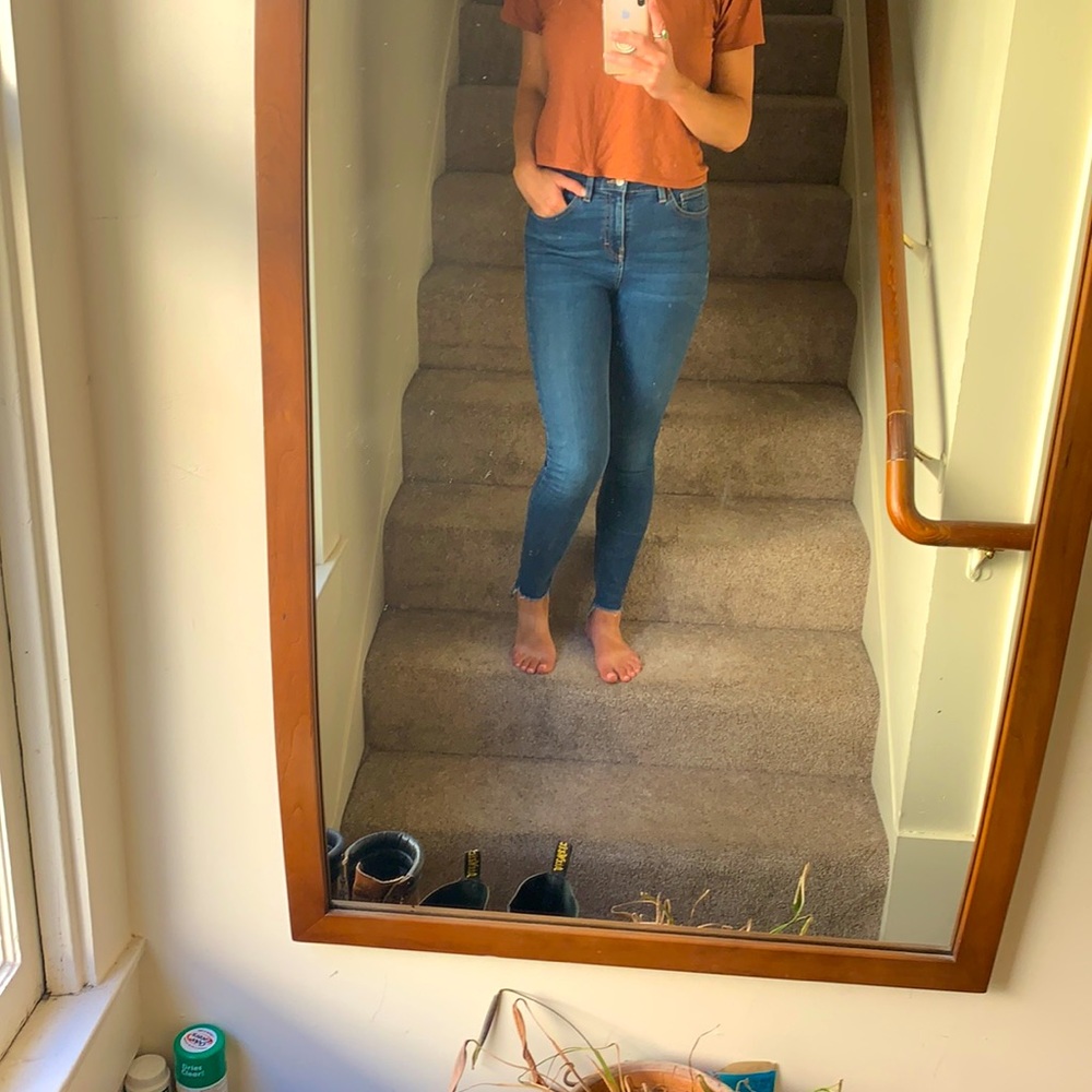 Top shop med wash high waist skinny jeans
